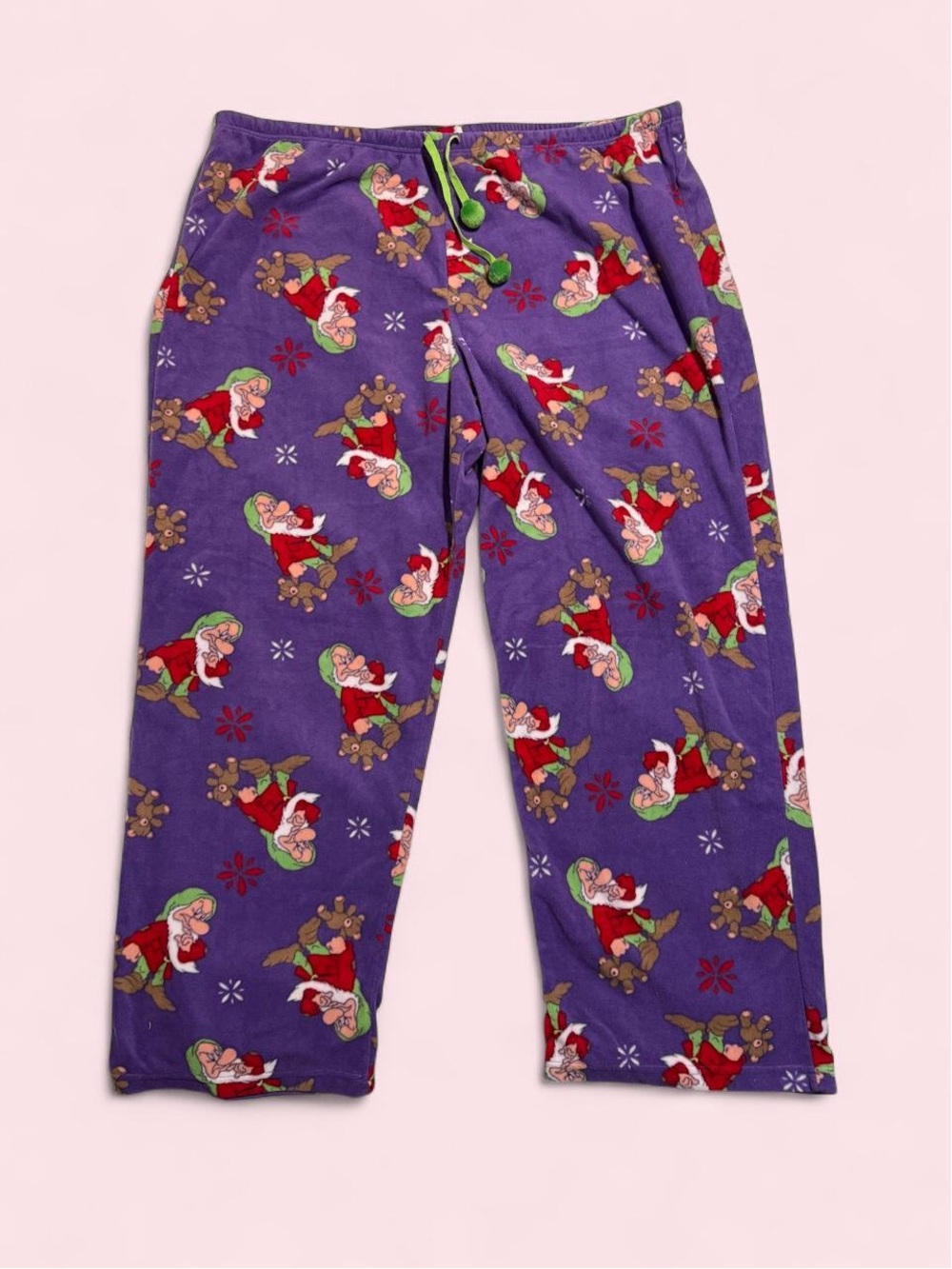 Disney Vintage Rare 3X Grumpy Dwarf Purple Holiday Pajama Bottoms